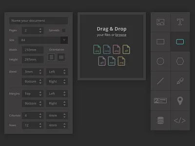 Print Editor Dropdowns design tools editor file upload print editor ui user interface web design website