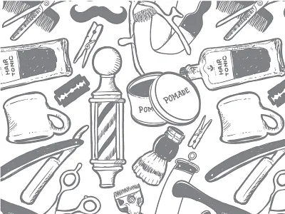Barbershop Pattern illustration manual drawing‬ pattern design‬ pattern‬ pomade seamless pattern‬ shutterstock textile design‬ vector ‎barbershop