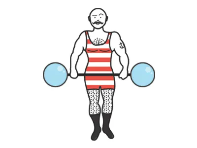 The Strongest Man on Earth blue carnival cartoon circus illustration illustrator man person red strong
