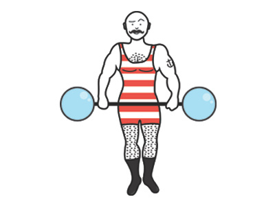 The Strongest Man on Earth blue carnival cartoon circus illustration illustrator man person red strong