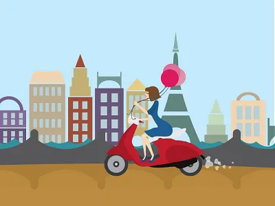 Vespa Girl cartoon girl illustration love vespa