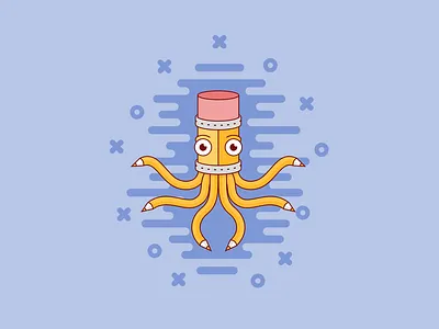 OctoPencil eraser illustration octopus pencil tentacles