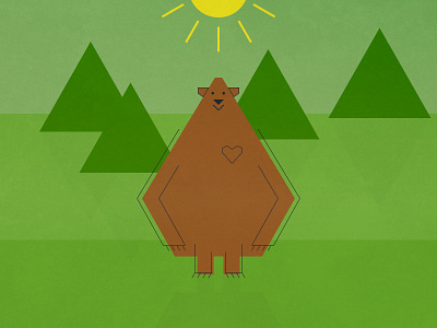 Forest Bear color flat graphics illustration