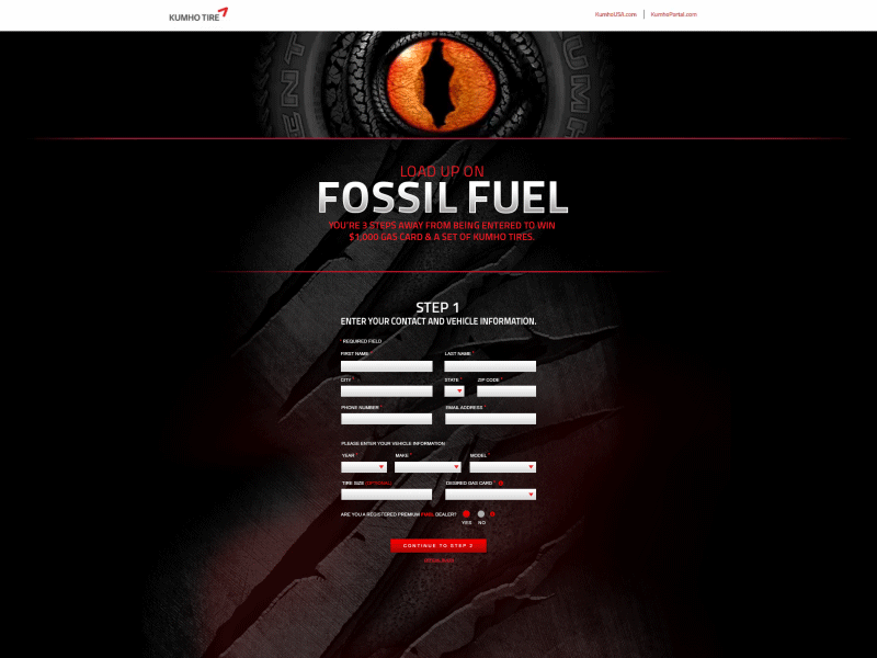 Evolution Sweepstakes Landing Page animate dark eye fossil interactive jurassic landing page sweepstakes tire ui ux web
