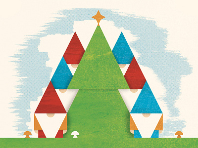 Gnomes christmas christmas tree geometric gnomes holiday mushroom nature retro star tree vintage woodland