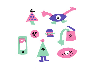 V. Important burger christmas doodle eyeball hashtag illustration lol mobile planets saturn sunglasses tree