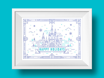 2015 Holiday Card 2015 castle graphic design greeting card happy holiday holiday card illustration line art merry christmas winter