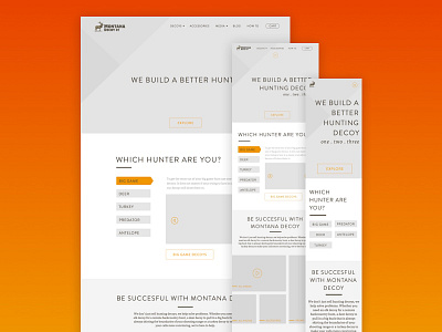 Responsive Wireframes homepage hunting ux wireframes