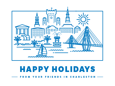 If We Took a Holiday bay bridge building charleston city cityscape holiday landmark landscape line simple vector