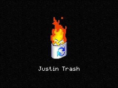 Justin Trash 8bit bin brand fire hat hiphop icon logo mark music trash windows