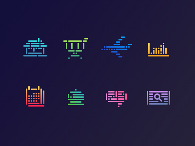 Neon Icons ai aircraft calendar dashboard flat gradient icon knowledge merchant neon search shopping