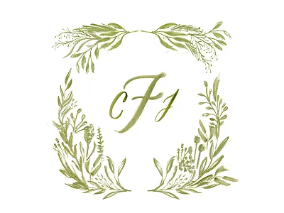 Furtado Wedding brush calligraphy floral foliage greenery lettering monogram watercolor wedding wedding suite