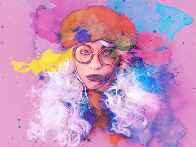 blues girl halftone paint textures watercolor