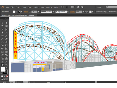 Coney Island - Cyclone adobe illustrator brooklyn coney island cyclone dinos logo luna park new york new york city nyc wonder wheel