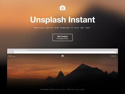 Unsplash Instant chrome extension lander landing page minimal simple unsplash unsplash instant