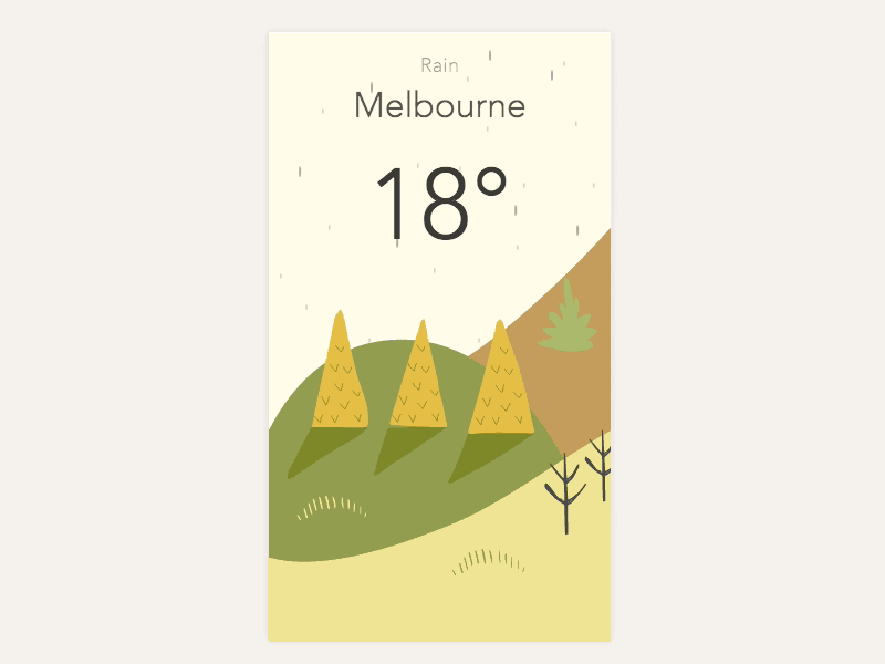 Wild Weather - Rainy in Melbourne animation app forecast handdrawn icon illustration ios iphone landscape nature rain weather