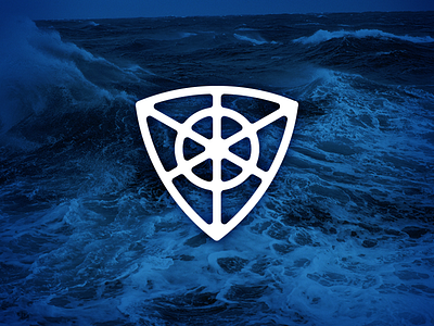 Helmsman Logo beach boat brand branding insurance logo maritime ocean sea shield ship wheel