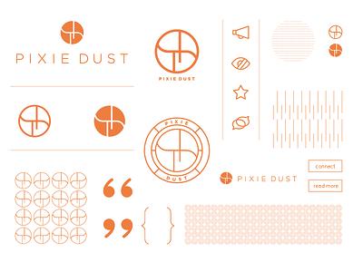 Pixie Dust brand design icons identity logo orange pattern system