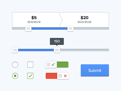 Interactive controls button checkbox depth forms interactive minimal slider switch tactile toggle tooltip ui