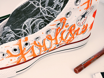 Custom Converse Shoe allstar colorful converse custom design handlettering illustration paint roses shoes type