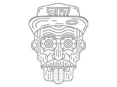 :p face hat line illustration tounge