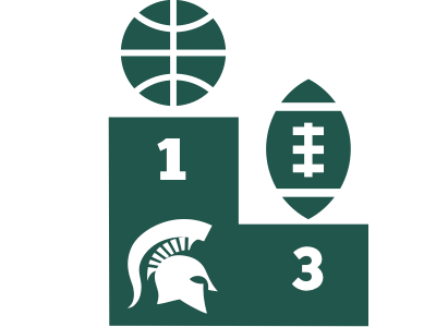 Msu Top3 In Basketball And Football Dribbble Shot basketball football green infographics michigan state sports
