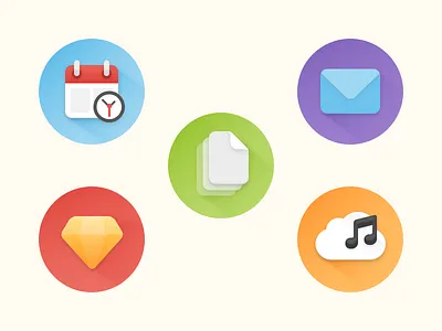 More icons calendar cloud colors files flat icons mail music set sketch soundcloud time