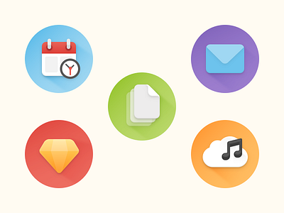 More icons calendar cloud colors files flat icons mail music set sketch soundcloud time