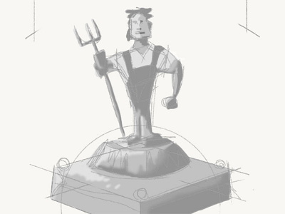 Statue farmer sketch stone