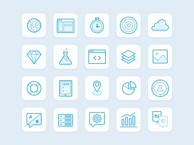 Batch Icons abtesting analytics blue branding flat icons illustrations mobile push saas