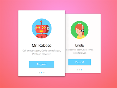 Agent Profile Cards agent cards linda profile robot ui ux