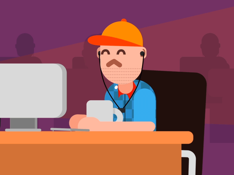 Coffe animatior coffee computer desk hipster working