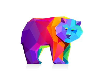 Bear bear colorful crystal logo low poly mark multicolor rainbow