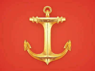 Gold Anchor 3d anchor cgi gold icon realistic render visualization