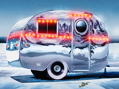 Ice Fishing christmas ice lake led lights xmas teardrop trailer vintage