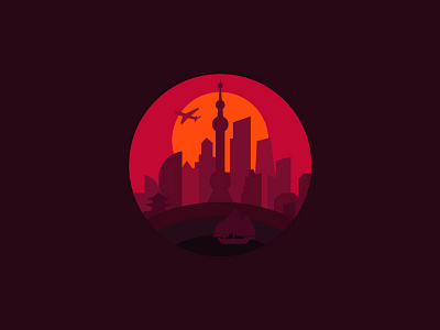 Shanghai asia building china city illustration logo metropolis modern monument shanghai skyscrapers sunset