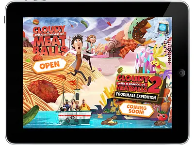 Cloudy with a Chance of Meatballs 2 Storybook animation app mobile ui design
