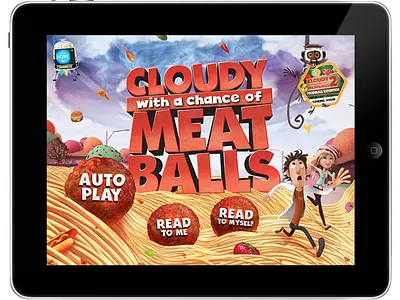 Cloudy with a Chance of Meatballs 2 Storybook animation app mobile ui design