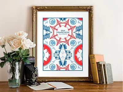 San Francisco Mosaic bay area cable cars california golden gate bridge illustration mosaic san francisco illustration san franicisco