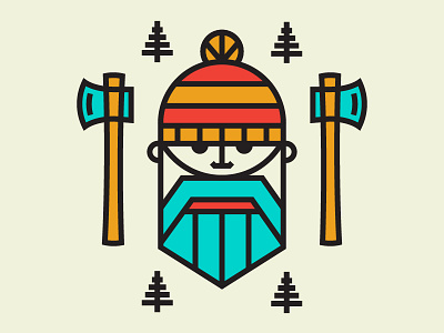 Lumberjack dude axe beard head illo lumberjack monoline vector woods