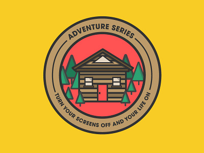 Screen off | Life on (2) adventure badge cabin icon illustration vector