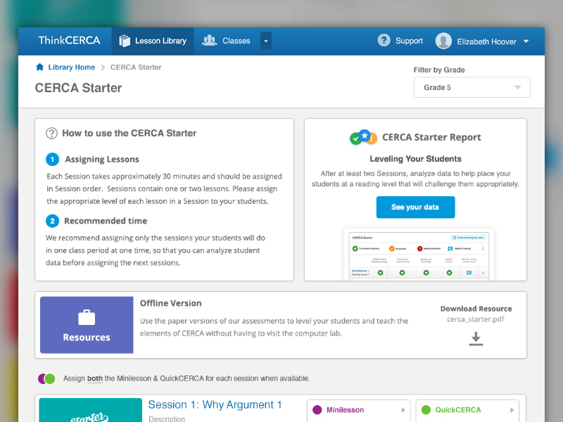 CERCA Starter app help boxes internal ads product