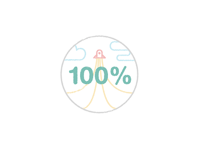 100% Score Illustration 100 badge clouds colors drawing flat icon illustration lite rocket scribble sticker