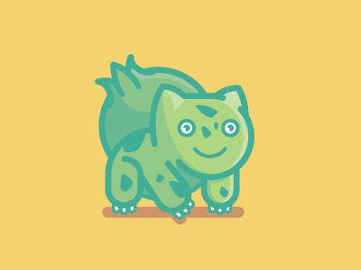 Bulbasaur bulbasaur flat gaming illustration nintendo pokemon simple starters vector video game