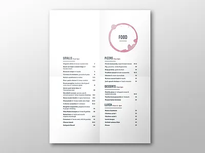 Bar Menu menu