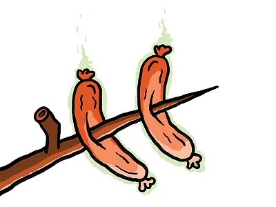 Some dogs hot dog illo illustration radioactive weiner yuck