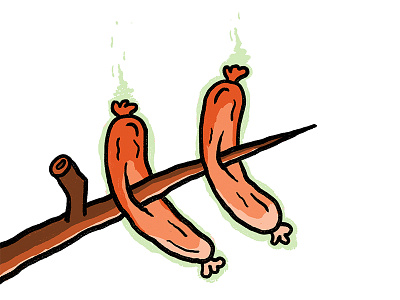 Some dogs hot dog illo illustration radioactive weiner yuck