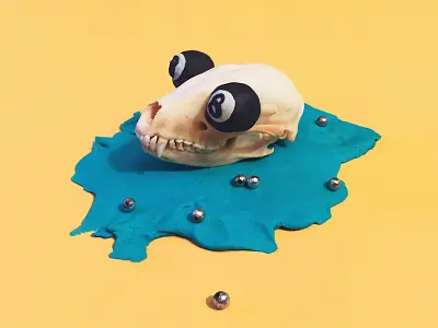 play dead 8 ball mixed media play doh skull