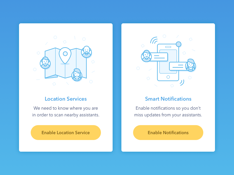 Ask Permission Screens app ask permission illustration location mobile notification ui ux