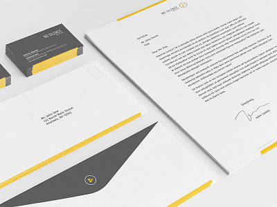 No Silence Media Stationery brand business card clean envelope identity iso letterhead media mockup modern stationery